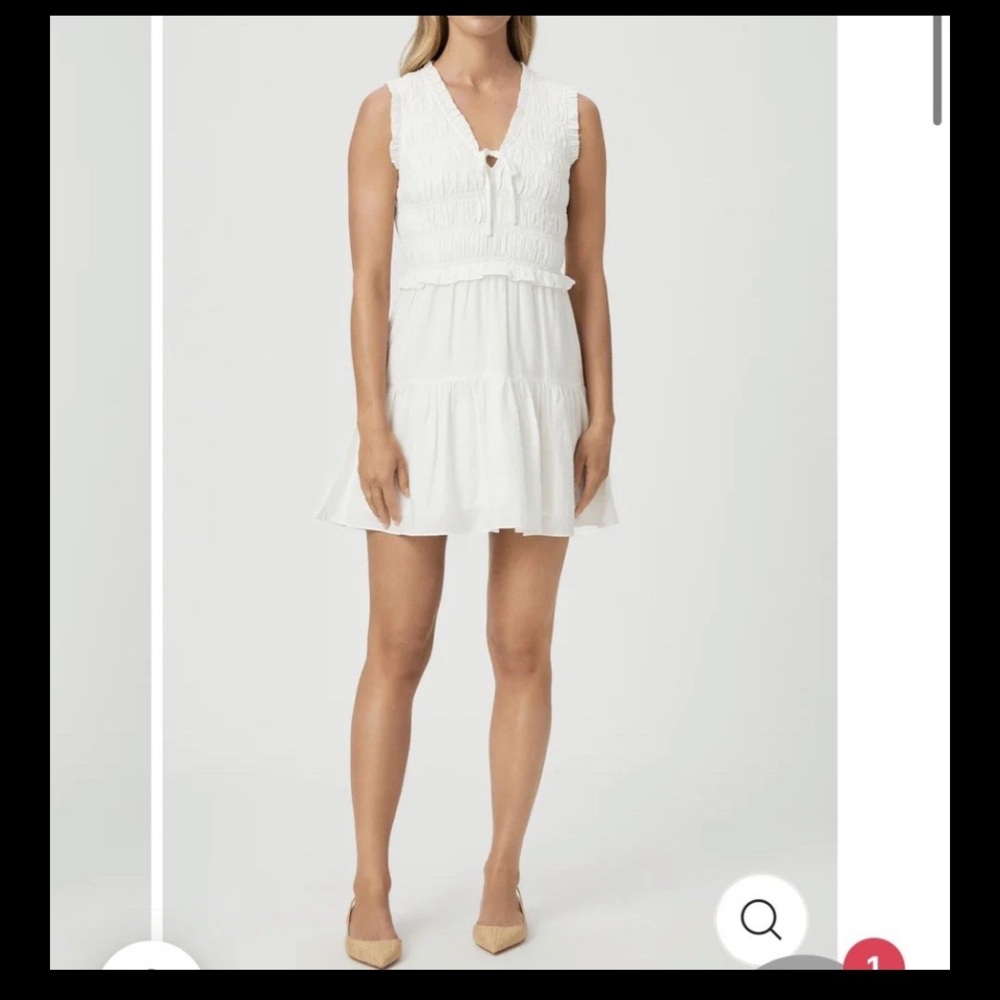 Paige Sleeveless White Tiered V-Neck Mini Dress